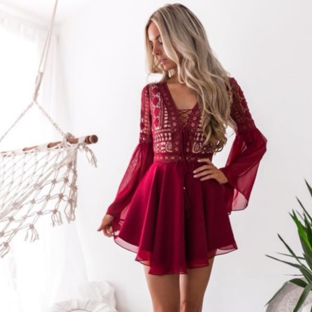 Two Sisters The Label Alyse Dress Wine Size 6
